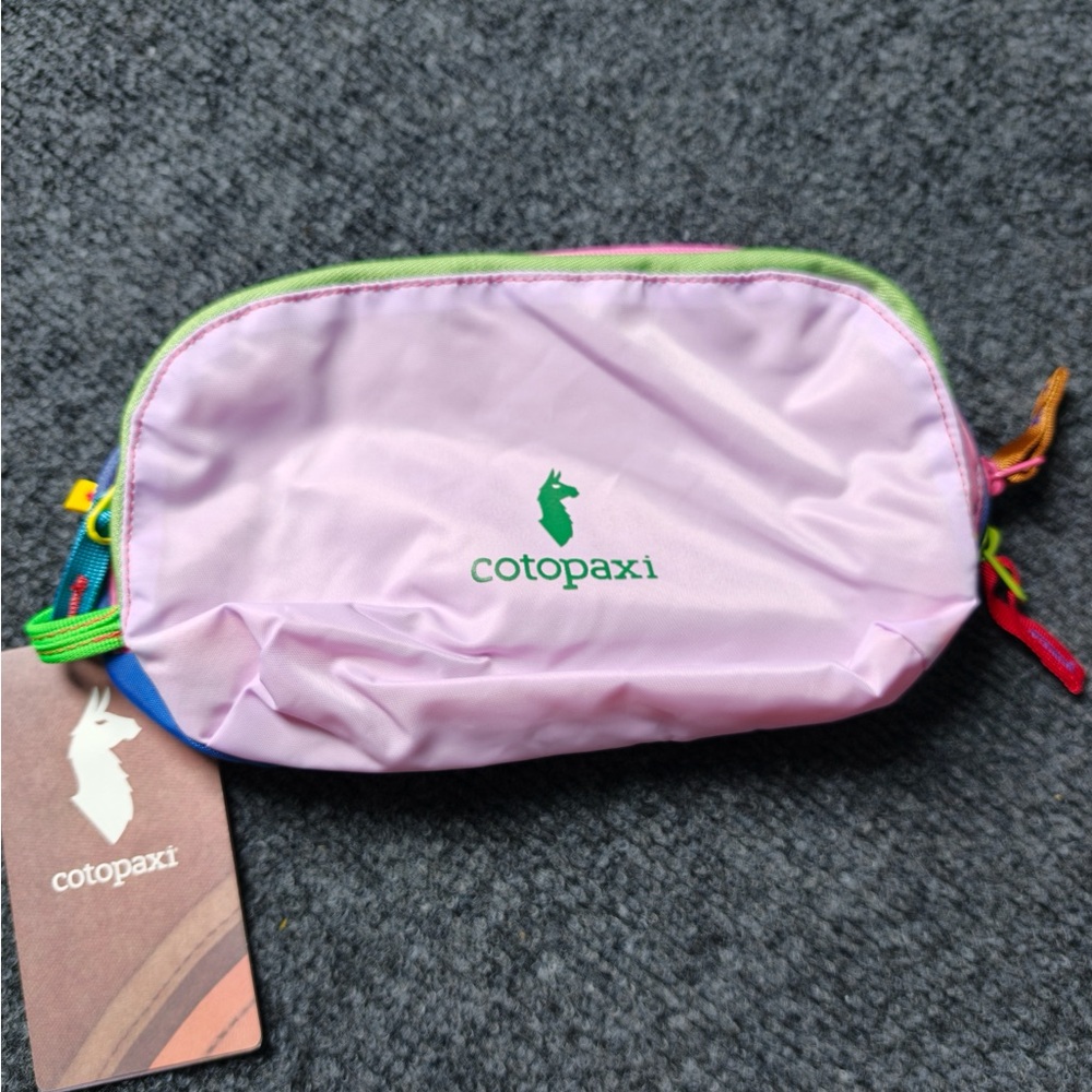 cotopaxi Light Pink Pouch with Green Logo